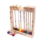 AmishToyBox.com Deluxe Croquet Game Set - 8 Player - with Wooden Stand (Four 28" Handles/Four 32" Handles)