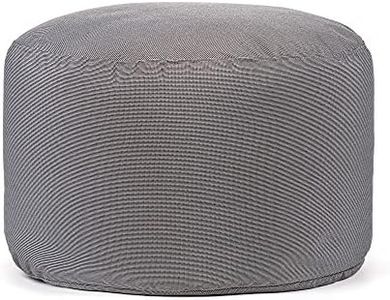 Gouchee Home Dotcom Soleil Bean Bag Round Ottoman/Pouf - Waterproof, Fade-Resistant Footrest for Indoor/Outdoor - Filled with High-Density Polystyrene Beads, Double-Stitched Seam, Charcoal-20"D x 12"H