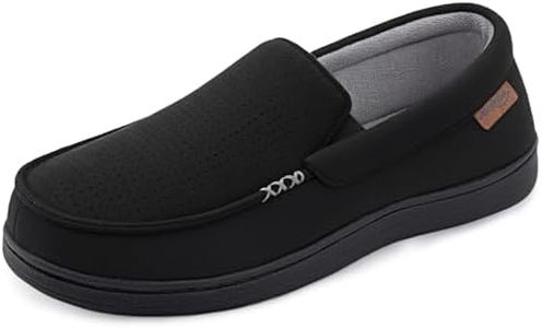 HomeTop Men's Classic Moccasin Slippers Comfy Memory Foam Indoor House Shoes Old Ink,10 US