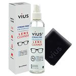 Lens Cleaner vius Premium Lens Cleaner Spray for Eyeglasses, Cameras, and Other Lenses - Gently Cleans Fingerprints, Dust, Oil (8oz)