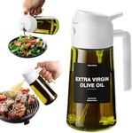 CXINYI - 16oz/470ml Olive Oil Dispenser for Kitchen with Stickers - 2 in 1 Olive Oil Sprayer for Cooking, Air Fryer, and Salad, White (Light-Proof Kitchen Gadget)
