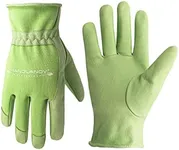 HANDLANDY Leather Work Gloves for Women, Comfort Fit Yard Garden Gloves (Small)