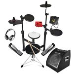 Carlsbro Club100BP1 Compact Electronic Drum Kit with 10" Monitor, Phone/Tablet Mount, 50 Melodics Lessons, Electric Drum Set for Beginner, Customizable Sounds