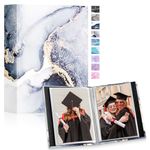 Lanpn Small Photo Albums 4x6 50 Pictures 2 Packs, Mini Capacity Leather Photo Book Pockets Set, Each Pack holds 50 Top Loader Vertical Pictures for Family Baby Kids Boy Girl Black Platinum