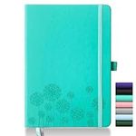 Mlife Notebook Journal for Women,A5 Hardcover Leather Journaling Notebooks for Work,200 Pages Travel Journal for Women Men with Pen Holder and Ribbon,5.78"×8.34"(Blue-green)