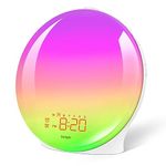 Wake Up Light Sunrise Alarm Clock for Heavy Sleepers & Kids, Fullscreen Alarm with Sunrise/Sunset Simulation, Dual Alarms, Snooze, FM Radio, 19 Color Modes, 15 Natural Sounds