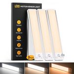 Motion Sensor Under Cupboard Kitchen Lights 20CM - 3-Color Under Cabinet Lighting, Dimmable & Rechargeable Led Strip Light, Magnetic Wireless Indoor Light for Shelf|Stairs |Wardrobe|Closet, 3 Pack