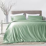 Luxton 100% Bamboo Quilt Cover Set Queen Size Sage Green Breathable Organic Bamboo Duvet Cover 3PCS Set (Queen Size, Sage Green)