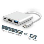 WISYIFIL USB C to HDMI Adapter,USB 3.1Type-C Converter to HDMI 4K+USB 3.0+USB-C Charging Port 3 in 1 Hub,USB-C Digital AV Multiport Adapter for MacBook Pro/iPad Pro/Projector/Monito