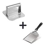 HULISEN Stainless Steel 5.5 inch Square Burger Press + 6x5 inch Large Stainless Steel Spatula