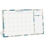 Rileys Monthly Planner Desk Pad, Undated Planner Calendar with 52 Tearaway Sheets, Wide To Do Planner Notepad with Top Priorities and Notes Sections, Printed Border, 16.5 x 11.4" (Floral)