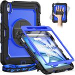 Timecity Case for iPad Air 11 Inch M2 2024 6th Generation(Model: A2902,A2903,A2904) with Built-in Screen Protector, 360° Rotating Kickstand, Adjustable Shoulder Strap, Pencil Holder,Blue