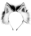 Agymo Handmade Cat Ears Cosplays,Animal headbands, Fox Wolf Animal ears, Costume Headwear Halloween costume (Black White)