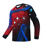 Weimostar Men's Cycling Jersey MTB T Shirt Long Sleeve Mountain Bike Motorcycle Outdoor Bicycle Clothes Blue Red Size M