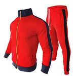 men s tracksuit top and bottom Training Suit for Men Big and Tall Sport Gym Hoodie and Sweatpants Set Jogging Suit for Running,Exercise,Traning(Red,L)