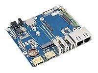 Wi-Fi 6 Dual ETH Carrier Board for Raspberry Pi Compute Module 4 CM4, Onboard M.2 E Key Slot Support Access to WiFi Module, 1× Gigabit Ethernet Connector, 1× 100M Ethernet Connector