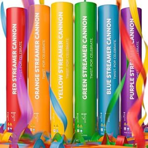 6 Pack Streamer Cannon Confetti Poppers | Biodegradable Rainbow Pack | TUR Party Supplies | Launches Up to 25ft | Giant (12 in) | Party Poppers for Graduation, Birthdays, Weddings & Other Celebrations