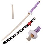 Skyward Blade Wooden Sword Roronoa Zoro Katana, Anime Original Texture Japanese Samurai Sword, Trafalgar Law Katana Purple for Cosplay Collection