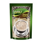 BRU Green Label Filter Coffee Powder 500 g Pouch, Lightly Roasted Ground Coffee Beans from South India - Rich & Strong Blend of Coffee & Chicory