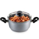 GOURMEX 3L Induction Casserole Pot | Black with Nonstick Coating | Compatible with All Heat Sources | Ideal for Cooking, Boiling and Braising | Includes Glass Lids (2.6L)
