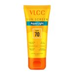 VLCC Aqua Light Sunscreen Gel SPF 70 PA++++ | Ultra-High UV Protection For All Skin Type | No White Cast | Non-Greasy, Fast-Absorbing | Hyaluronic Acid & Vitamin C | Sweat & Humidity Resistant - 100g