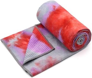 Eunzel Yoga Towel,Hot Yoga Mat Towel with Grip Dots Sweat Absorbent Non-Slip for Hot Yoga, Pilates and Workout 24" x72", Red & Gray