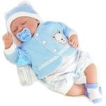 The Magic Toy Shop Bibi Doll - 20" Realistic Reborn Handmade Sleeping or Open Eyes Baby Girl/Boy Doll with Dummy & Feeding Bottle (Sleeping Boy)