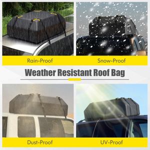 COSTWAY Car Roof Bag, 15 Cu Ft Waterproof Cargo Carrier – Black with Lock & Straps