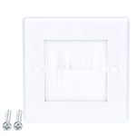 Wall Plate Cable Passthrough, Ancable Wall Plate Decora Style for Wires Single Gang White Faceplate Standard White Wallplate with White Brushes