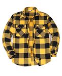 Men's Heavyweight Buffalo Plaid Flannel Shirt Casual Button Down Brushed Flannel Shirts,100% Cotton, Buffalo Plaid Yellow Black, Medium