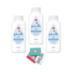 Johnson's Newborn Essentials with Our 3-Pack Baby Talc 200g Bundled with 1pc of SAESR Sponge. Dermatologist Tested New Born Baby Essentials and Baby Products for Baby's Delicate Skin.