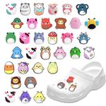 SULIVES 33PCS Squishmallow Croc Charms Set - Waterproof PVC Shoe Decorations Compatible for Crocs, Durable Shoe Accessories, Stitch Croc Charms for Parties