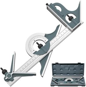 Porckoml 4PCS 12" Combination Square Ruler Set Protractor Satin with Case