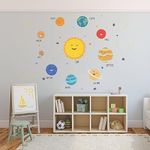 Pumkins Smiling Solar System Planet Galaxy Kids Room Wall Stickers Educational Learning Wall Decal Fun Character Stickers Kids Play Room Home D�cor Nursery Classroom Bedroom