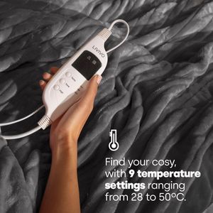 LIVIVO Electric Heated Blanket – Grey Fleece Throw