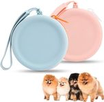 2Pcs Portable Puppy Snack Pouch, Pet Walking Bag for Dog and Cat, Silicone Treat Pouch for Reusable, Zippered Dog Treat Pouch with Handle, Dog Pouch for Training Coin Purse (Sky Blue & Light Pink)