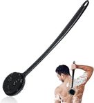 Silicone Body Scrubber for Shower with Long Handle, Double Sided Shower Brush for Shower Exfoliating and Massage Can Produce Rich Foam, Long Handle Back Scrubber for Men