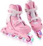 Locavun Adjustable Inline Skates for Girls Boys Kids with Luminous Wheels, Illuminated Hard Shell Roller Blades for Indoor and Outdoor Use