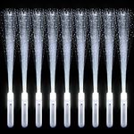 VAIPI 130 PCS Fiber Optic Wands for Wedding Bulk White Glow Stick LED Sparklers Fireworks Light Rod Party Favor Wands Flashing Sticks with 3 Light Modes for Dance Floor Props Interior Decor (130 Pcs)