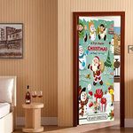 A.Monamour 3D Door Stickers for Interior Doors Vintage Christmas Poster Design Vinyl Waterproof Self Adhesive Door Mural Decals for Bedroom Office Bathroom 95 x 215 cm