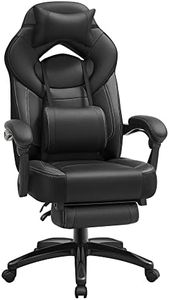 SONGMICS - Fauteuil de Gamer Ergonomique - Chaise de Bureau avec Repose-Pieds télescopique - Appuie-tête réglable - Support Lombaire - Charge maximale 150 kg - Noir - OBG077B01