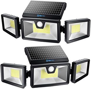 TBI Security Solar Lights Outdoor 216 LED 2200LM, 6500K - Extra-Wide Adjustable 360° 3 Heads with 3 Modes,Wireless Motion Sensor 40ft - Waterproof IP65 Spot Flood Lights Solar Powered 2200mah(2 Pack)