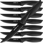 Home Hero Ultra-Sharp Stainless Steel Kitchen Knife Set - Chef Knife with Knife Sharpener - Steak Knives - Couteau Cuisine (8 pcs Steak Knife - Black)