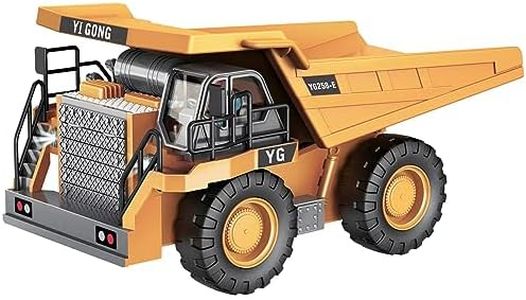 Black Foru Remote Control Construction Dump Truck Toys with 9 Channel with Rechargeable Batteries Metal and Light/Sound RC Dump Truck Toys for 3 Years Old Boys and Girls (Rc Dumper Truck)