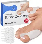 YOGAMEDIC® Bunion Corrector Toe Separator for Big Toe to Relax, Spread and Stretch 6Pcs for Hallux Valgus & Bunion Support- 0% BPA Soft Silicone One-Size Pads, Protector for Overlapping Toes Unisex