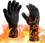 Oven Gloves 932°F Heat Resistant Gloves, XL Size Cut-Resistant Grill Gloves, Non-Slip Silicone BBQ Gloves, Kitchen Safe Cooking Gloves for Men, Oven Mitts,Smoker,Barbecue,Grilling (Black-XL)