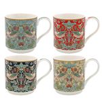 Lesser & Pavey S Berry Thief Stacking Mugs Set of 4 | Ceramic Coffee Mugs Set for Home or Work | Premium Design Mugs Set for All Occasions | Lovely Mugs for Tea, Coffee & Hot Drinks - William Morris