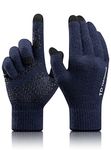 Touchscreen Gloves, TRENDOUX Winter Gloves for Men Women Unisex - Texting Riding Computer - Non-slip Grip - Elastic Cuff - Napping Lining - Stretchy Material - Typing Glove for Cold Hands - Navy - L