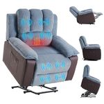 VIOLHEDO Riser and Recliner Chairs Electric Lift Reclining Chairs with Massage for Relaxing Comfort Velvet Recliner Sofa Grey Cord Riser Recliner Armchair for Elderly Ergonomic Home Livingroom Chair