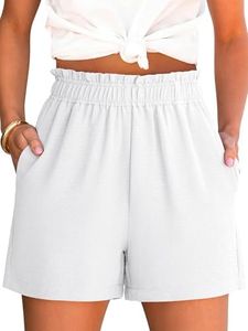 ANRABESS Shorts for Women Summer Casual with Pockets,White,M